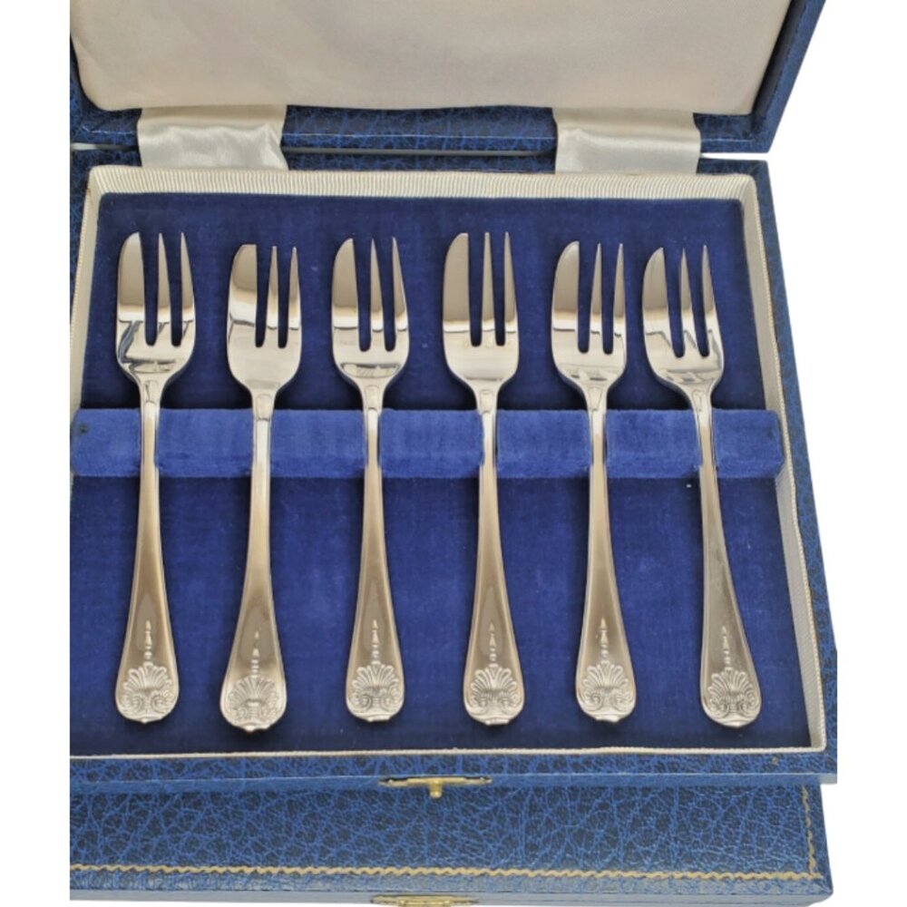 English Mappin & Webb Silver-Plated Dessert Forks (small) – Set of 6